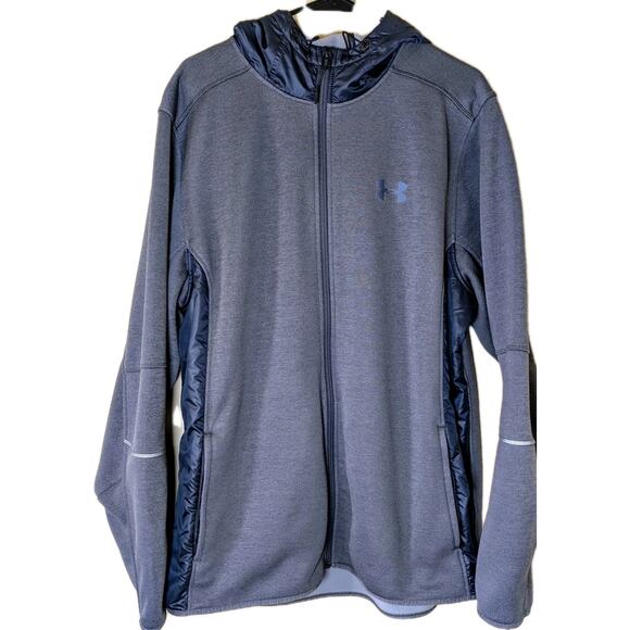 Under Armour ColdGear Gray Full Zip Hoodie Jacket Mens 2XL/XXL UA Loose Fit - Picture 1 of 13